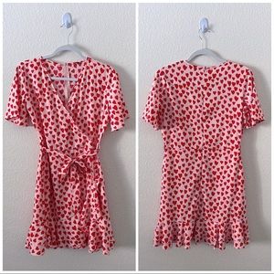 Pink and red hearts, wrap-around mini dress (M)